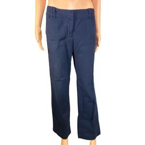 Loft Navy Blue Wide Leg Pants Womens Size 6 Petite Stretchy Style Mid Rise